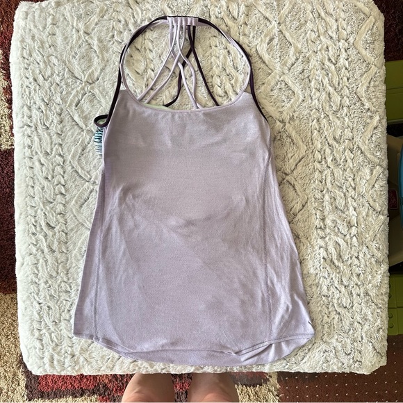 lululemon athletica Tops - Lululemon Lighten Up Tank Heathered Lilac Blurry Belle Multi Deep Zinfandel sz 8